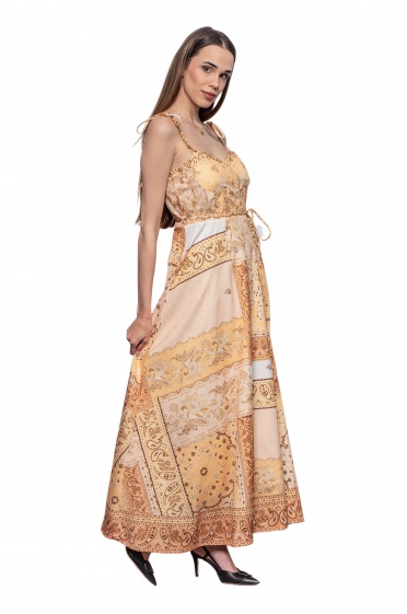 Дамска златна рокля орнаменти