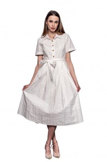 ДАМСКА бяла РОКЛЯ ЗЛАТНИ КОПЧЕТА