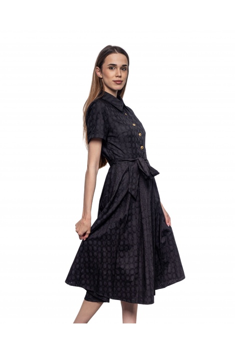 Дамска черна рокля златни копчета - изглед 2
