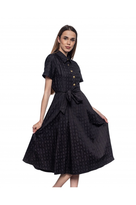 Дамска черна рокля златни копчета - изглед 1