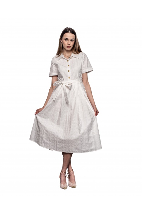 ДАМСКА бяла РОКЛЯ ЗЛАТНИ КОПЧЕТА - изглед 3