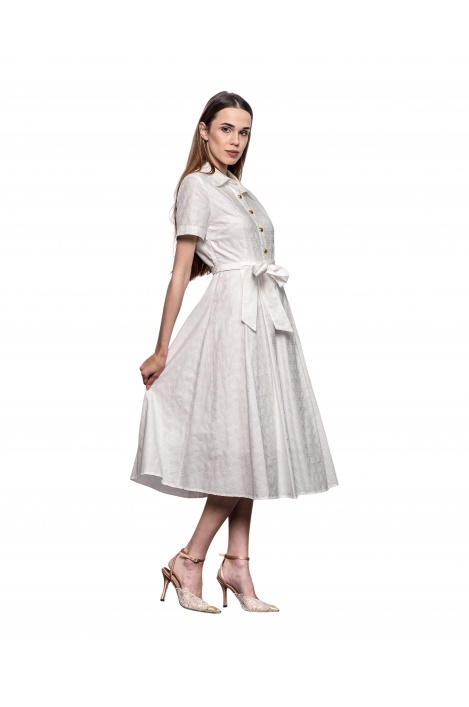 ДАМСКА бяла РОКЛЯ ЗЛАТНИ КОПЧЕТА - изглед 2