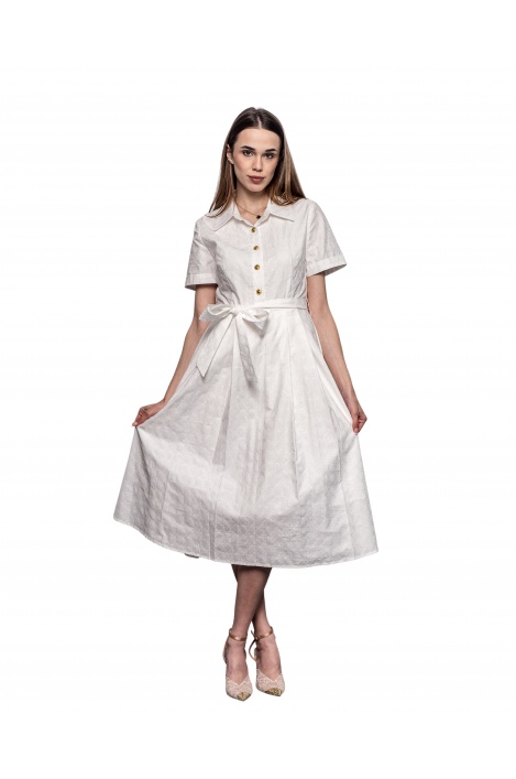 ДАМСКА бяла РОКЛЯ ЗЛАТНИ КОПЧЕТА - изглед 1