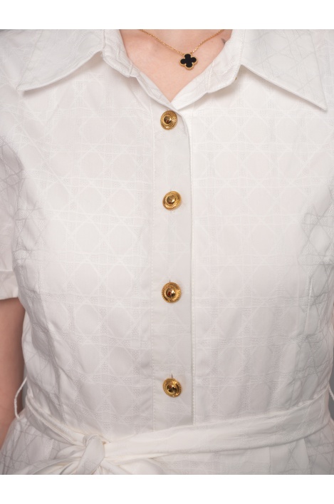 ДАМСКА бяла РОКЛЯ ЗЛАТНИ КОПЧЕТА - изглед 4