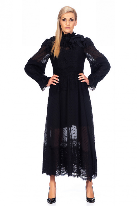 Дамскa дълга тюлена рокля с връзки 