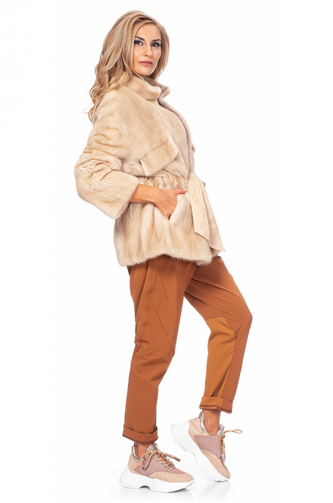 Дамскo кожено палто от визон с колан