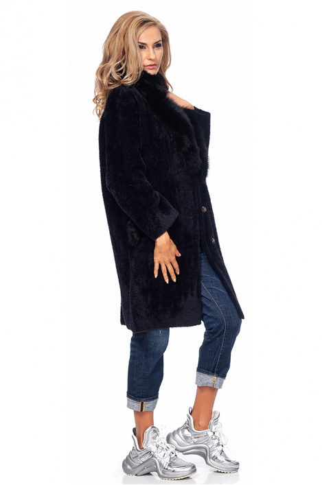 Дамско палто с естествен косъм от лисица