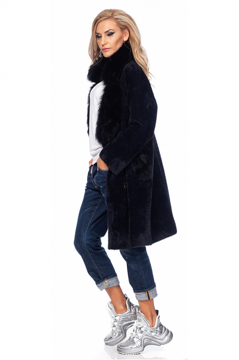Дамско палто с естествен косъм от лисица
