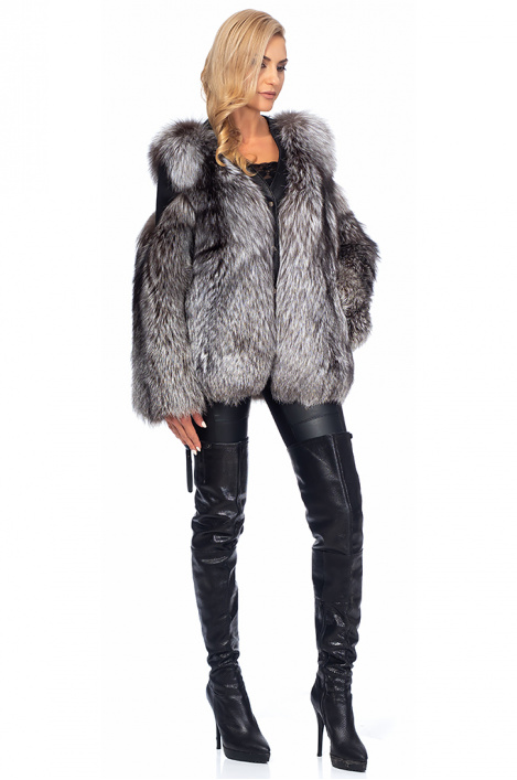 Дамско кожено палто с лисица