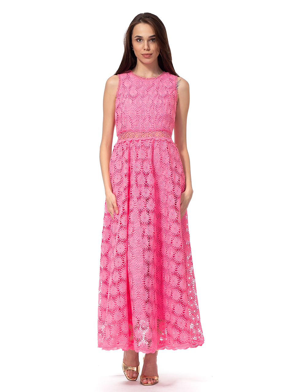 Дамска рокля на розови цветя